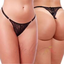 Calcinha Sexy Sensual Fio Dental em Renda e Regulagem Lateral R1029 - Bella e Ousada