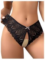 Calcinha SOLY HUX Lace Criss Cross Back recortada preta tamanho M