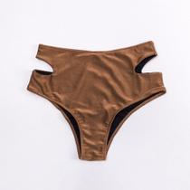Calcinha sunkini vazada na lateral dourado