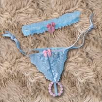Calcinha tailandesa aromática chiclete azul c/ rosa tamanho m + persex