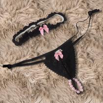 Calcinha tailandesa aromática chiclete preto c/ rosa tamanho m + persex