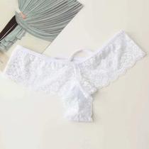 Calcinha Tanga com Laços Rendas Bordadas Lingerie Sexy Calcinha Tanga com Laços Rendas Bordadas Lingerie Sexy