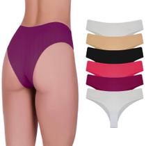 Calcinha Tanga Corte A Laser Microfibra Kit C/ 6 Peças Calcinha Tanga Corte A Laser Microfibra Kit C/ 6 Peças