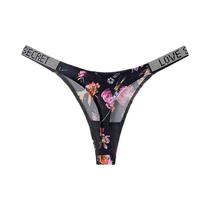 Calcinha Tanga De Baixa Cintura Com Letras Em Strass Para Mulheres Sexy G-string Fitness S-XL