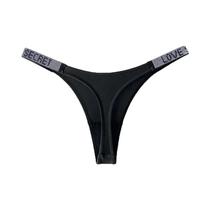 Calcinha Tanga De Baixa Cintura Com Letras Em Strass Para Mulheres Sexy G-string Fitness S-XL