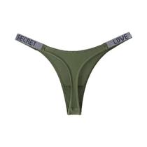 Calcinha Tanga De Cintura Baixa Com Letras Em Strass E Diamantes Para Mulheres, Sexy, G-string,
