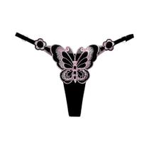 Calcinha Tanga Feminina de Renda - Cintura Baixa e Ajustável - Modelo Borboleta