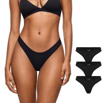 Calcinha tanga INLYRIC Inbarely Soft com cintura em V, pacote com 3 unidades, preta Calcinha tanga INLYRIC Inbarely Soft com cintura em V, pacote com 3 unidades, preta