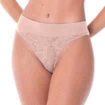 Calcinha Tanga Jacquard sem Costura Bruma Floral Blush