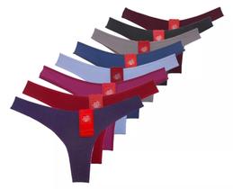 Calcinha Tanga Jolie Rose Microfibra Fio Dental Kit com 8 Calcinha Tanga Jolie Rose Microfibra Fio Dental Kit com 8