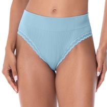 Calcinha Tanga Rib e Renda sem Costura Azul Gelo Calcinha Tanga Rib e Renda sem Costura Azul Gelo