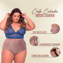 Calcinha Tanga Senhora Plus Size Grande Cinta Modeladora Cós Alto Renda