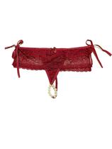 Calcinha Tanga Tailandesa Fio Dental Renda com Perólas Massageadora Flower Hot