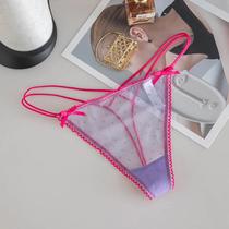 Calcinha Transparente De Renda Com Laço Sexy Para Meninas, G String Sem Costura De Baixa Cintura,
