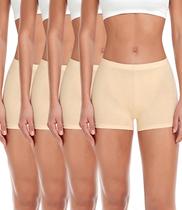 Calcinhas Boyshort em algodão de cintura média alta, pacote com 4 Calcinhas Boyshort em algodão de cintura média alta, pacote com 4
