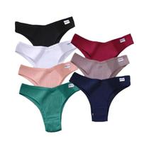Calcinhas Brasileiras De Algodão Listradas De Cintura Baixa Para Mulheres, 7 Peças, Roupa Íntima