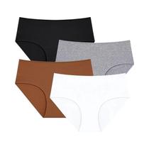 Calcinhas De Algodão Confortáveis plus Size Com Cintura Alta 4Pcs/Conjunto Respirável Sem Costura Calcinhas De Algodão Confortáveis plus Size Com Cintura Alta 4Pcs/Conjunto Respirável Sem Costura