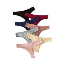Calcinhas De Algodão Listradas Para Mulheres 7PCS Confortáveis E Macias Em Cores Sólidas G-Strings