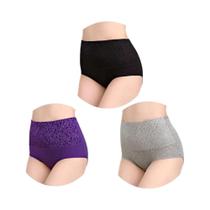 Calcinhas De Algodão plus Size De Cintura Alta 3 Peças/Lote, Cuecas Respiráveis Femininas L-5XL