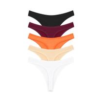 Calcinhas De Algodão Sem Costura Femininas 5PCS V Cintura G-String Tanga Respirável T-Back Lingerie