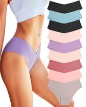 Calcinhas de biquíni sem costura ROSYCORAL Cheeky Women, pacote com 9 unidades XS-L Calcinhas de biquíni sem costura ROSYCORAL Cheeky Women, pacote com 9 unidades XS-L