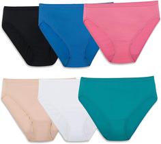 Calcinhas de microfibra Fruit of the Loom Hi-Cut, pacote com 6 unidades, tamanho 10