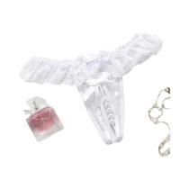 Calcinhas De Renda Transparente De Cintura Baixa Para Mulheres, G-String Sexy Com Pérolas