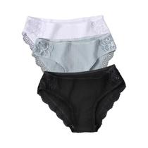 Calcinhas Femininas de Algodão com Renda Floral - Confortáveis e em Cores Sólidas (M-XXL)