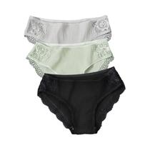 Calcinhas Femininas de Algodão com Renda Floral - Confortáveis e em Cores Sólidas (M-XXL)