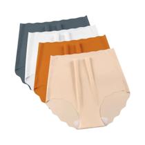 Calcinhas Femininas De Cintura Alta Sem Costura 4 Peças Em Seda Gelada Respirável Lingerie Sexy