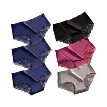 Calcinhas Femininas De Renda Tamanho Grande WarmSteps 6 Peças/Conjunto Vazadas De Seda Gelada M-4XL