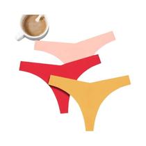 Calcinhas Femininas De Seda Gelada Sem Costura, Kit Com 3 Peças, Cintura V, Cós Baixo, Tanga