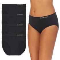Calcinhas femininas ELLEN TRACY, cuecas de corte alto, pacote com 4 unidades, preto azeviche, 2X