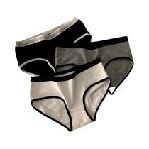 Calcinhas Femininas Estilo Esportivo Triangular 3 Peças Cintura Média Minimalista Branco Preto Calcinhas Femininas Estilo Esportivo Triangular 3 Peças Cintura Média Minimalista Branco Preto