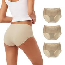 Calcinhas femininas INNERSY Seamless No Show Hipster, pacote com 3 unidades, bege Calcinhas femininas INNERSY Seamless No Show Hipster, pacote com 3 unidades, bege