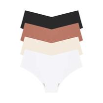 Calcinhas Femininas Sem Costura com Cintura V - Conjunto com 4 Peças e 10 Cores Sólidas em Seda Gelada Respirável