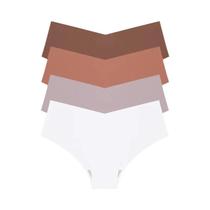Calcinhas Femininas Sem Costura com Cintura V - Conjunto com 4 Peças e 10 Cores Sólidas em Seda Gelada Respirável