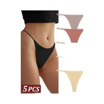 Calcinhas Femininas Sem Costura De Seda Gelada, Cintura Baixa, Estilo Biquíni T-back, Cor Sólida,