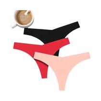 Calcinhas Femininas Sem Costura de Seda Gelada - Kit com 3 Peças (Cintura V e Cintura Baixa)