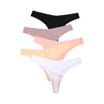 Calcinhas Femininas Ultra Finas Sem Costura 5PCS V Cintura G-String Em Seda Gelada Respirável Cores