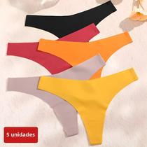 Calcinhas Femininas Ultra Finas Sem Costura 5PCS V Cintura G-String Em Seda Gelada Respirável Cores