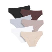 Calcinhas Femininas Ultrafinas Sem Costura 6 Peças Seda Gelo Macia Cintura Baixa Lingerie Sexy