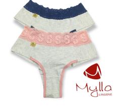 Calcinhas fio duplo de algodão com detalhe em renda mylla lingerie kir 3 Calcinhas fio duplo de algodão com detalhe em renda mylla lingerie kir 3