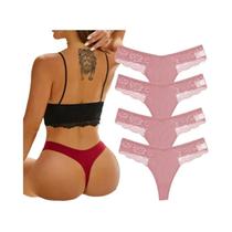 Calcinhas G-string De Algodão Com Renda Para Mulheres 4PCS Lingerie Sexy S-XL Calcinhas G-string De Algodão Com Renda Para Mulheres 4PCS Lingerie Sexy S-XL