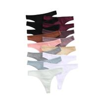 Calcinhas G-String De Algodão Sexy Para Mulheres, 15 Peças, Lingerie Em Cores Sólidas, Roupas