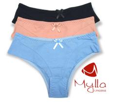 Calcinhas gestante de algodão com elastano kit com 3 pecas mylla lingerie