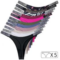 Calcinhas Sexy com Strass e Pedrarias - 5 Unidades (P-GG)