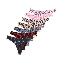 Calcinhas T-Back Ultrafinas De Seda Gelada Para Mulheres, 7 Peças, Estampa De Borboleta E Leopardo,