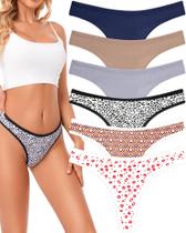 Calcinhas tanga ANZERMIX de algodão respirável para mulheres, pacote com 6