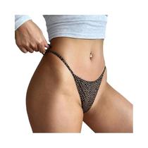Calcinhas Tanga De Cintura Baixa Com Estampa De Leopardo Para Meninas, Lingerie Sexy Sem Costura,